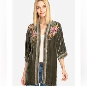 Johnny Was Velvet Quito Kimono Wrap in Green